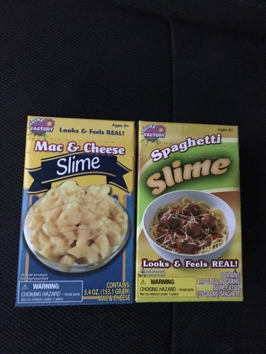 Lot 2 New Slime Factory 1 Mac & Cheese Slime Play Food 1 Spaghetti Meatballs