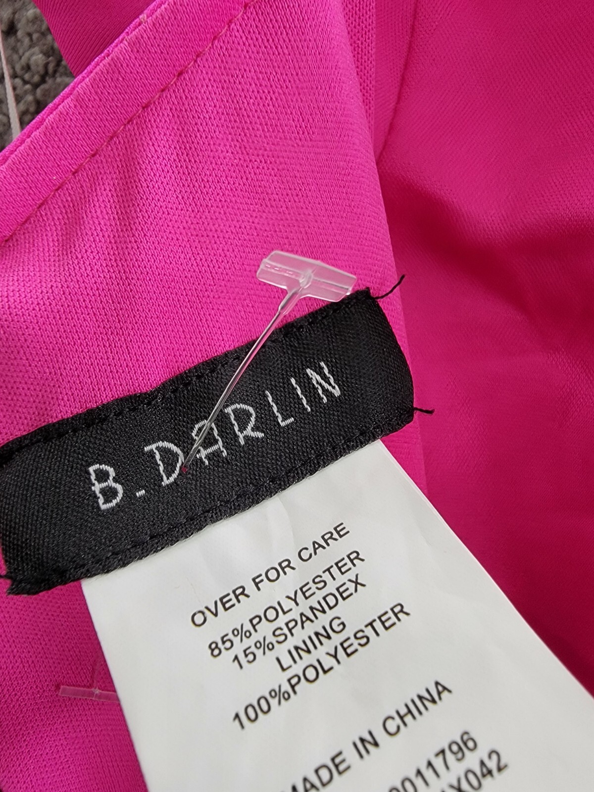 B. Darlin Satin Ruched Evening Dress Juniors 13/14 Neon Pink Cowl Neck Back Zip - Picture 14 of 15