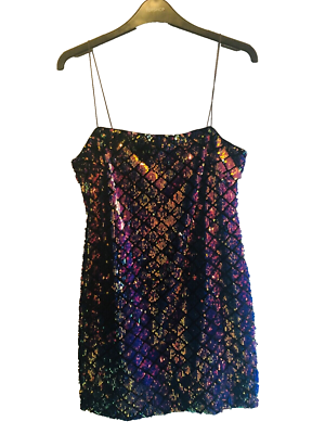 TOPSHOP RARE HARLIQUIN MULTI COLOURED MIRROR SEQUIN BODY CON DRESS
