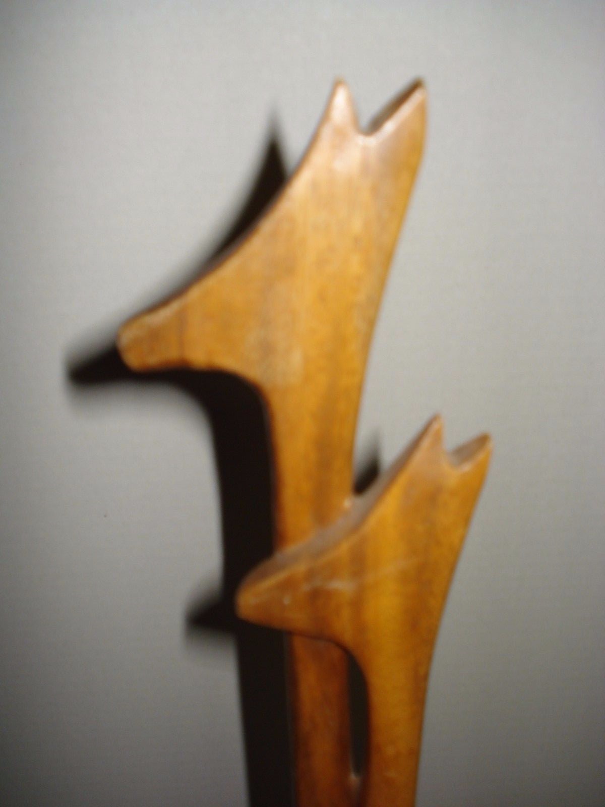 Mid-Century 24 inch tall pair of wooden carved giraffes