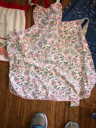 3  Vintage Aprons Theatre Costume Flour Sack Style