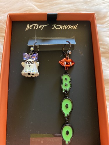 Betsey Johnson Halloween Earrings Ghost Vampire Boo VERY