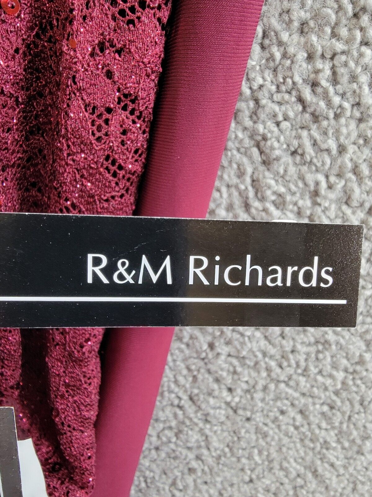 R & M Richards 3-Pc. Sequined Lace Pantsuit & Jacket Women's 6 Merlot 3/4 Sleeve - Picture 18 of 22