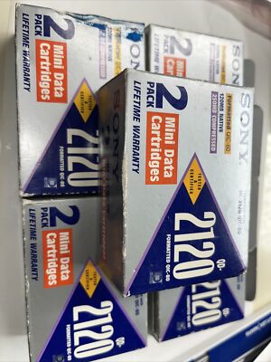 Lot of 2 Sony DC 2120 Formatted QIC-80 Mini Data Cartridge, 120MB, BRAND NEW