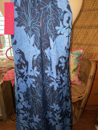 Pre-owned Lilly Pulitzer Donita Maxi Dress Navy Spotting A Pattern Size 4,16 In Multicolor
