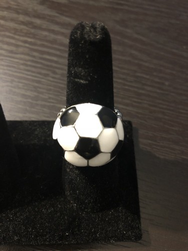 Soccer Ball  Stretch Sports Themed Mom Fan Fashion Team Ring Accessory
