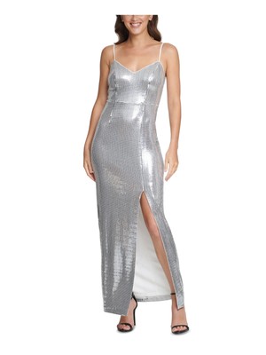 Женское макси-вечернее облегающее платье с V-образным вырезом и бретельками-спагетти с разрезом от VINCE CAMUTO