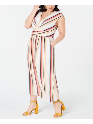 БЕЗМОЛВНЫЙ женский белый комбинезон с коротким рукавом и V-образным вырезом Размер: 20