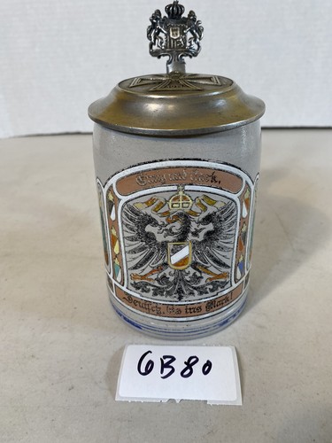 J*1様 stein VINTAGE REPRODUCTION DAMAGE D Vintage Lidded Beer Stein West German 1904 Ein gut Gewehr