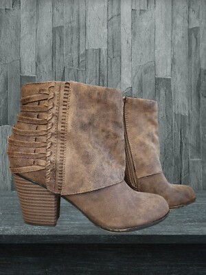 Fergalicious Taranto Strappy High Heeled Ankle  Boot Size 8.5 In Taupe 