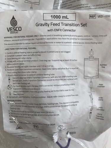 VESCO MEDICAL Gravity Feed Transition Set 1000mL (VED-032) Lot of 5 FreeUSAship