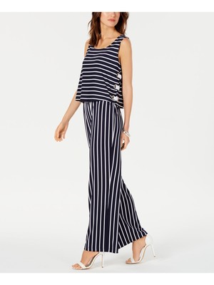 

NY COLLECTION Женский темно-синий комбинезон с широким лифом и лифом на шнуровке Petites, Navy