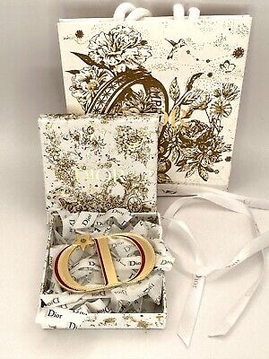 CHRISTIAN DIOR. CD Logo Gold Brooch Pin. VIP GIFT. W/Gift Bag & Box