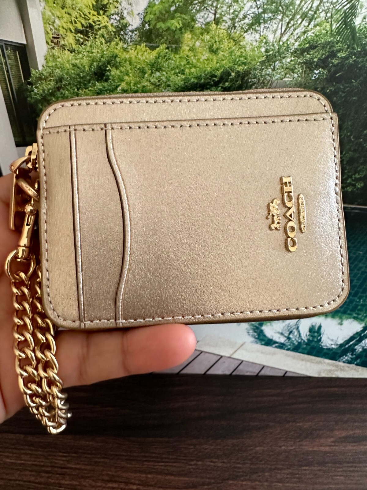Coach Zip Card Case - CW890 Light Silver - Pearlized Smooth