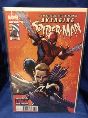 AVENGING SPIDERMAN #4. 1st PRINT. HAWKEYE. 1st SERIES. NM