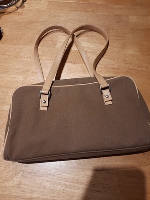 PERRY ELLIS PORTFOLIO, Brown/Beige Canvas Shoulder Handbag, New