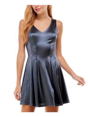 

CITY STUDIO Женское синее короткое вечернее платье без рукавов + расклешенное платье для подростков, Синий