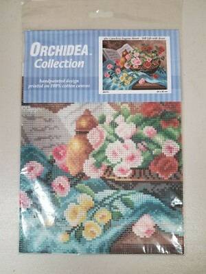 Orchidea Collection Still Life with Roses Handpainted Design Needlepoint Canvas 