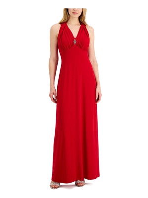 

CONNECTED APPAREL Женское красное трикотажное платье с брошью, пуловером, вечерним платьем с подкладкой, Красный