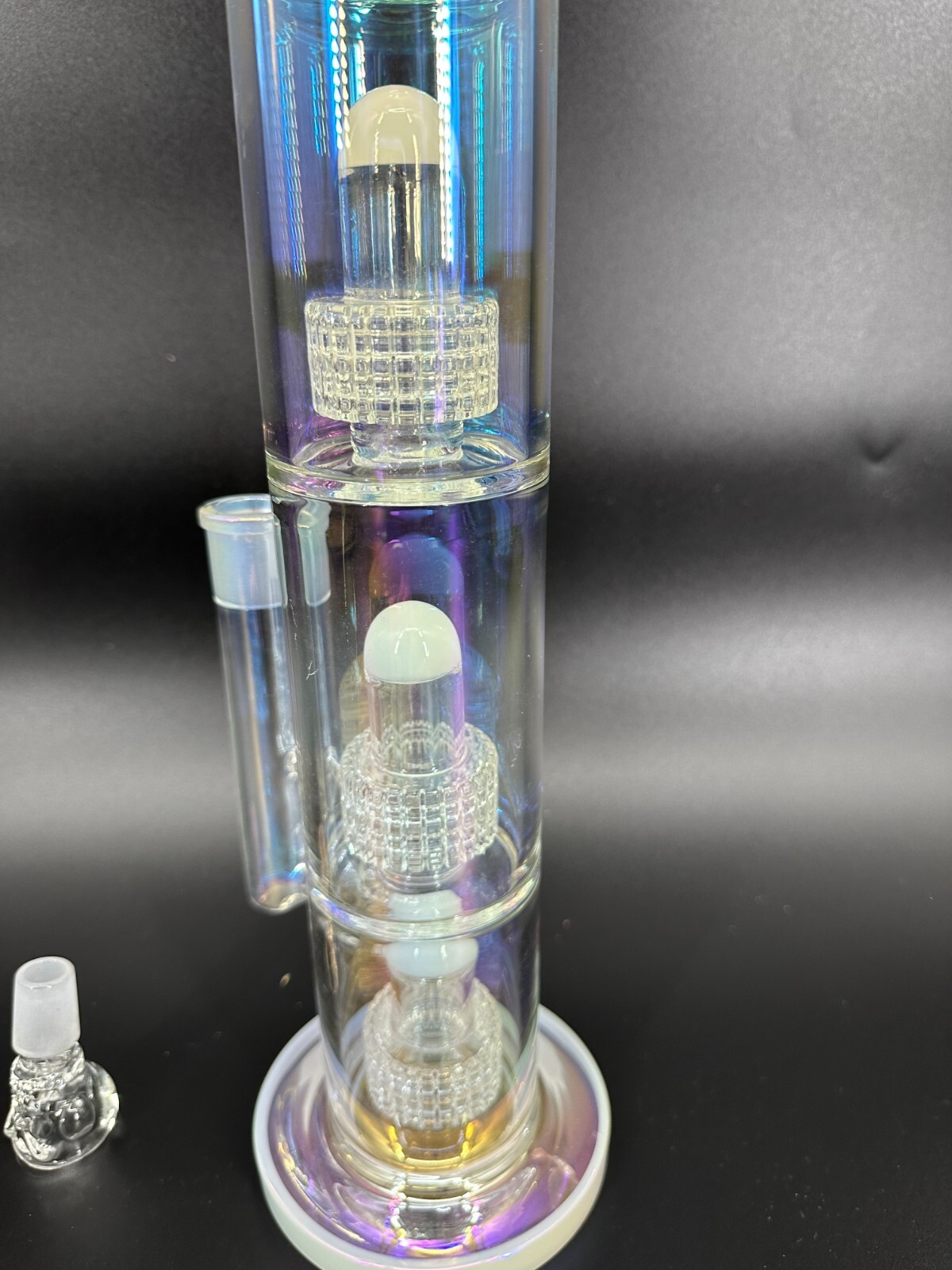 18in Heavy Thick Glass Bong Water Pipe Hookah Bongs with Skull catcher White