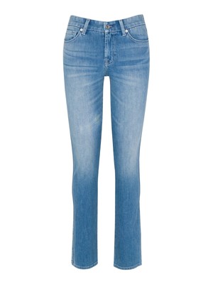 

7 FOR ALL MANKIND Женские светло-голубые джинсы с контурным рисунком и прямыми штанинами, Light blue, 7U301518