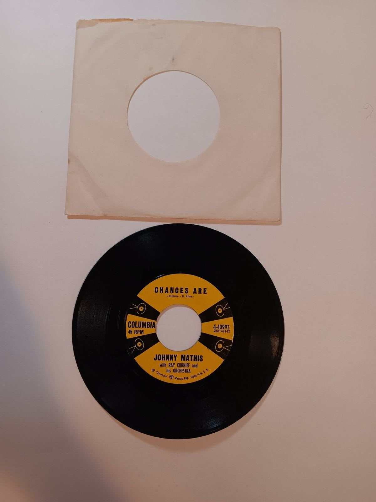 Johnny Mathis 45rpm chances are/ the twelfth of never /orig. 4-40993