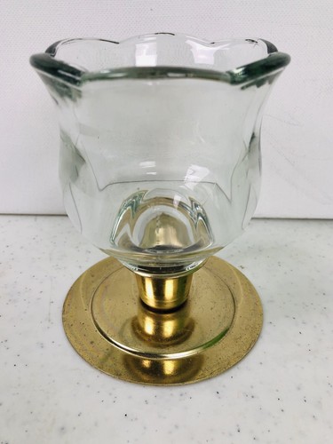 1 Tulip Flower Glass PEG Votive Cup Candle Holders w/NEW Grommets HOMCO Peglite