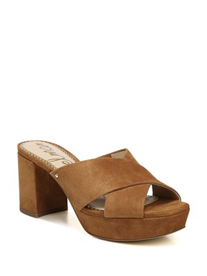 

SAM EDELMAN Женские коричневые туфли-мужчины Jayne на платформе 1 дюйм, кожаные на каблуке, 9,5 м, Коричневый, F6980L5
