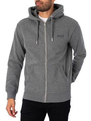 

Мужская толстовка на молнии Superdry с логотипом EMB, серая, Grey