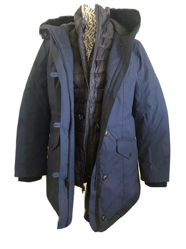 Pre-owned Ugg Women Adirondack Navy 3 In 1 Hooded Down Parka Jacket Coat Size L In Blue