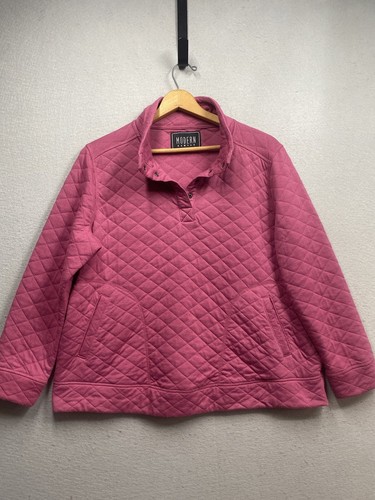 Modern Canvas Quilted Jacket Women's Pink Sz XXL 1/4 Snap