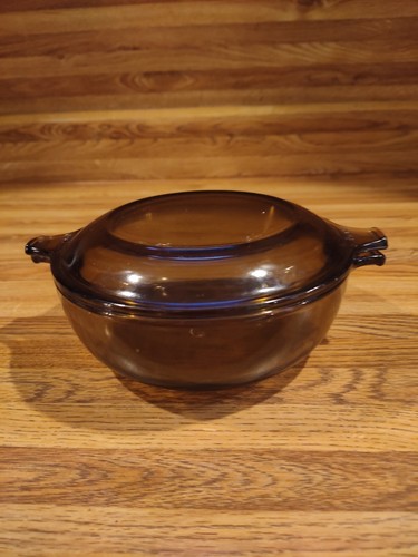 Corning Brown Amber Single Serve Small Casserole Dish W/ Lid