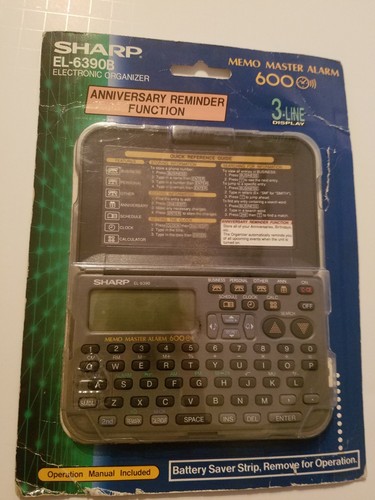 Sharp EL-6390B 1MB MEMO MASTER ALARM 600 3-Line PDA Electronic Organizer