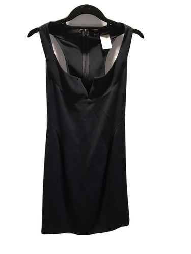 DSQUARED2 ITALIAN MADE BLACK RACERBACK PLUNGE CREPE DRESS
