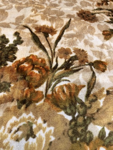 Vintage Mid Century Velvet Upholstery Fabric 58” X 54” Floral With Warm Tones