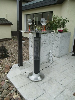 Stehtisch mit Infrarot Heizung 1600W Aluminium Garten Terrasse Balkon