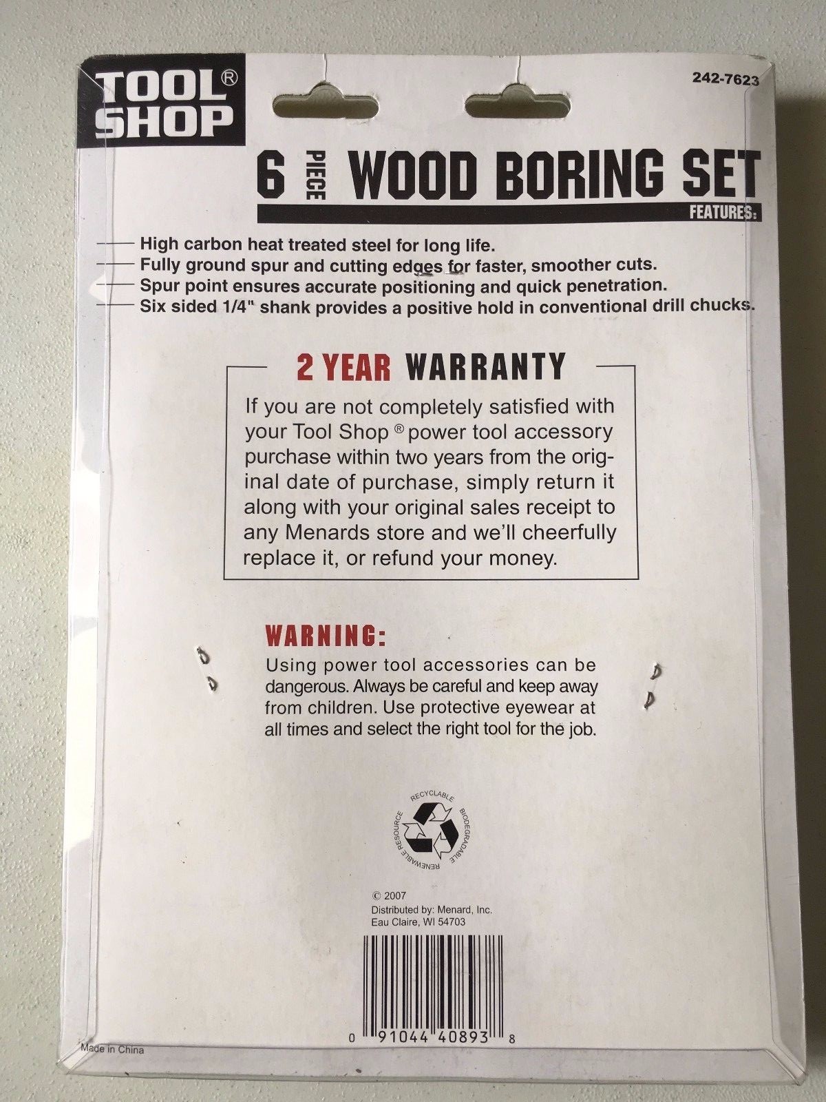 6-Piece  Wood Boring Set, 3/8
