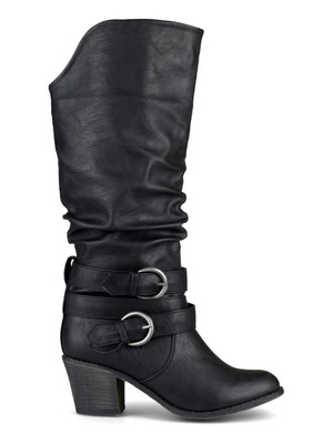 

JOURNEE COLLECTION Женские черные удобные ботинки без шнуровки на позднем блочном каблуке, Черный, LATE-BLK-070WC