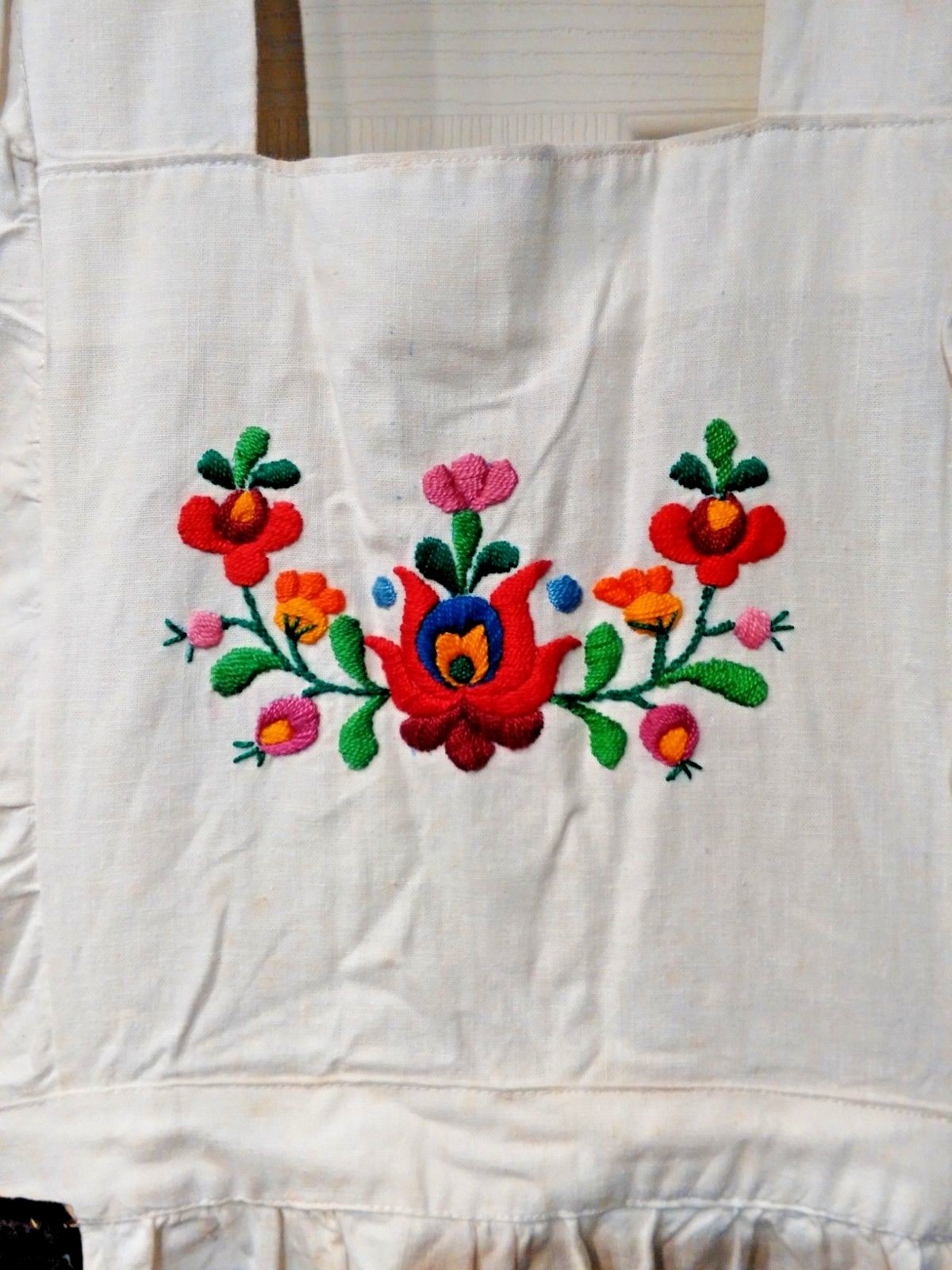 Rare Vintage Hungarian Kalocsa Floral Apron Traditional Folk Art NOS NWT Unused
