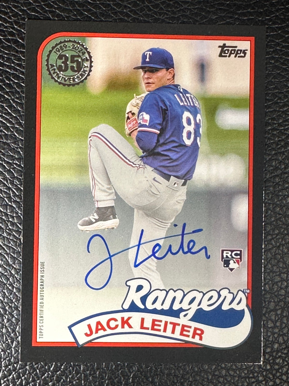 2024 Topps Update Series 1989 Topps Jack Leiter 161/199 Auto Autograph RC Rookie