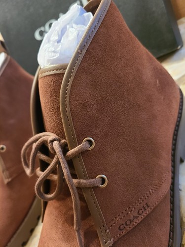 Pre-owned Coach $450  Men Suede Leather Shoes Boots 11 D Brown Limited Edition