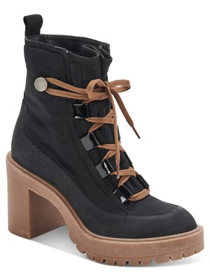 

DOLCE VITA Женские черные кожаные походные ботинки Celida на платформе 1 дюйм на блочном каблуке, Черный, CELIDA