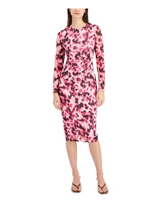 

INC DRESSES Женское облегающее платье длиной ниже колена с длинными рукавами розового цвета, Розовый