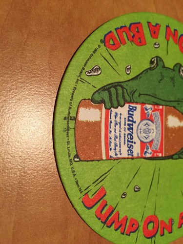 Lot Of 5 Vintage 1995 Budweiser Coasters Frogs Made In USA Jump On A BUD