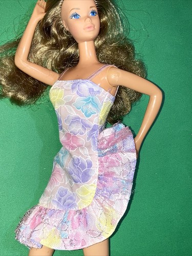 Barbie Vintage Floral Dress with Ruffled Side - Boho