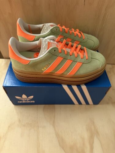 Adidas Gazelle Bold Women's 9.5us Semi Green Spark Screaming Adidas Gazelle Bold Women's 9.5us Semi Green Spark Screaming