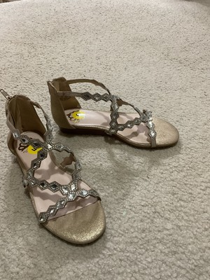 NEW Fergalicious by Fergie Kids Girls Womens Gold Stones Evening Sandals 5M(35)