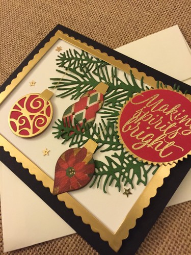 Handmade Card Christmas Ornaments on Branches ~ made w/ Stampin Up & other pr