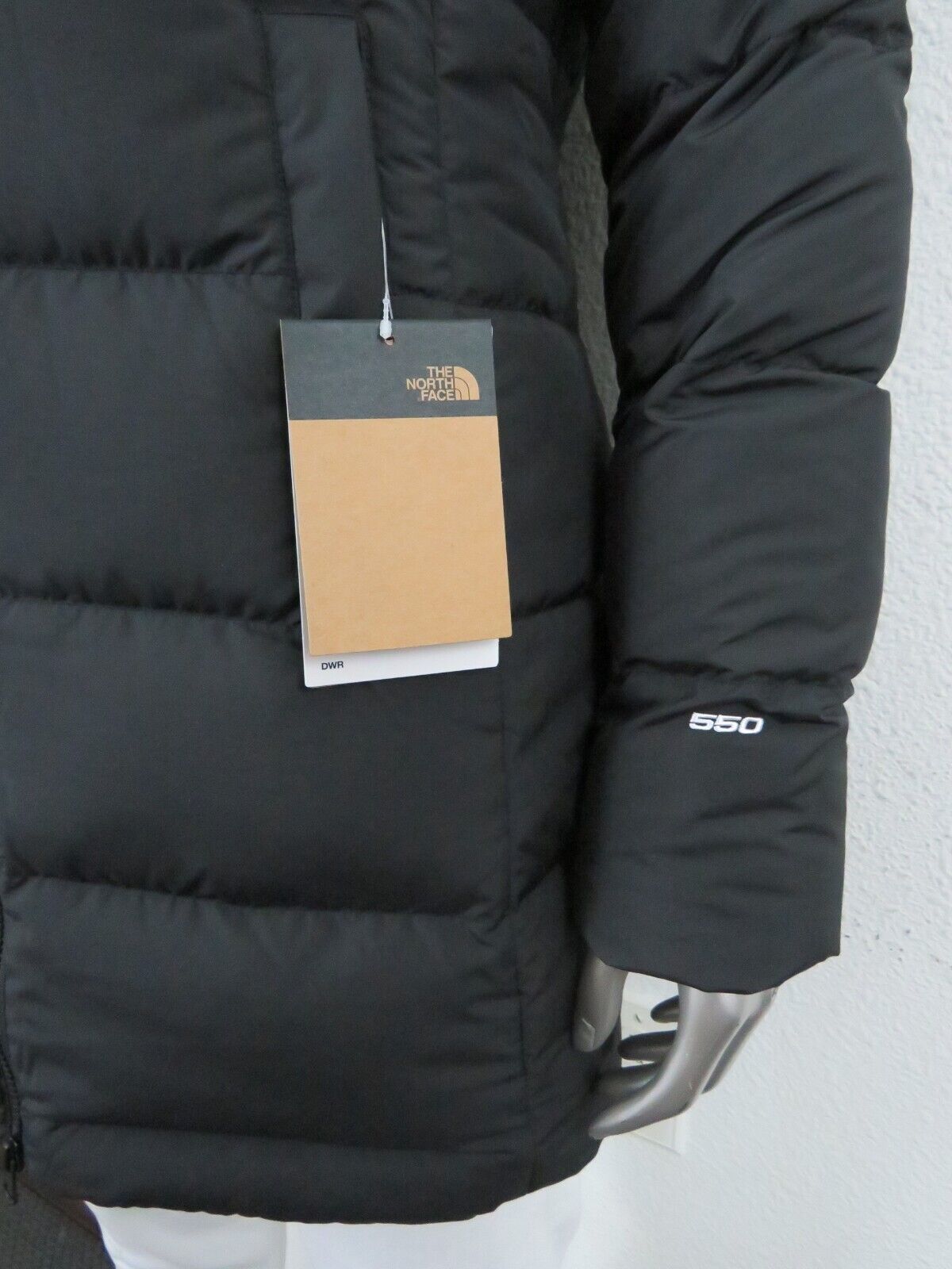 Pre-owned The North Face Womens  Gotham Mid Parka 550-down Winter Jacket Hooded - Black In Tnf Black / Tnf White Logo