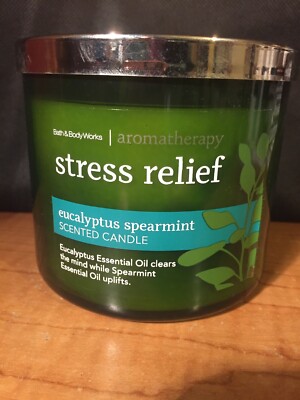 Bath & Body Works Aromatherapy Stress Relief 3-Wick Candle Eucalyptus Spearmint